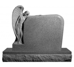 Sculpted Leaning angel- Irregular tablet - Gray  granite