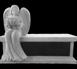 Sculpted angel (large) sitting on cremation bench
