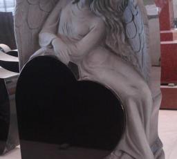 Sculpted sitting angel (Large) - Heart shape tablet - Jet Black