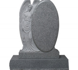 Leaning angel - Oval tablet - gray granite