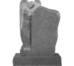 Leaning angel (polished robe) - Irregular tablet - gray granite
