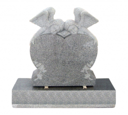2 Sculpted Angels - single heart - Gray granite
