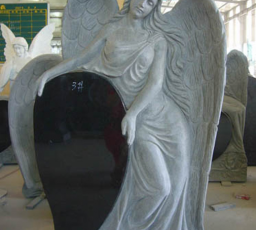 Sculpted angel (large) - Tear drop tablet in Jet black granite