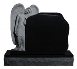 Sculpted Leaning angel 1- Irregular tablet - Jet Black granite