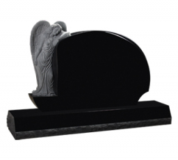 Sculpted Leaning angel 2- Irregular tablet - Jet Black granite