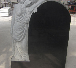 Scultped Leaning angel - oval tablet - Jet Black granite