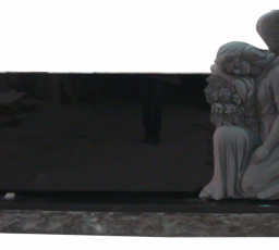 Sculpted angel with large horizontal Jet black tablet