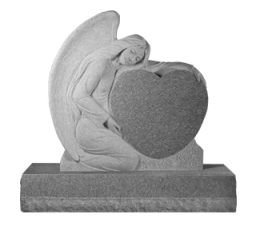Sculpted angel - single heart (flat) - gray granite